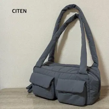 새상품급 CITEN 더블 포켓 퍼 백 그레이