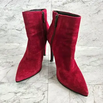 DIANA 숏부츠 스웨이드 빨간색 핑힐 스틸레토 22cm