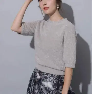 앱와이어 리셰 반짝반짝 5부 소매 풀오버 라메 니트