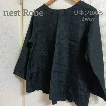 네스트로브 앞뒤 2way 린넨 풀오버 블라우스 블랙