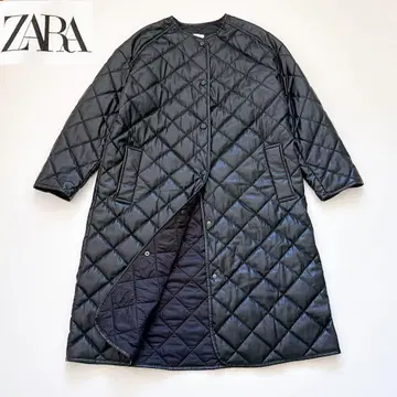 완판템 ZARA 인조 가죽 퀼팅 코트 세탁 가능 L 블랙
