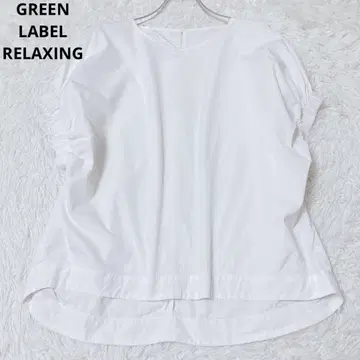 그린 라벨 릴랙싱 반팔 블라우스 소매 개더 코튼 성숙 캐주얼