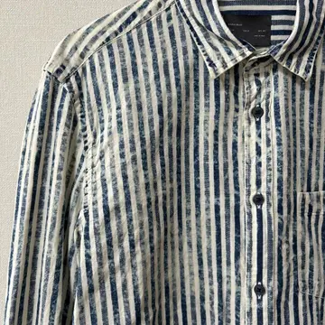 ZARA 자라 맨 블리치 얼룩 가공 긴팔 스트라이프 남성용 M