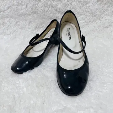 Repetto 레페토 스트랩 신발 38 블랙 패턴트 레더