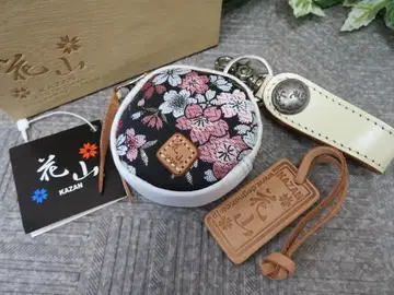 정 AA3114 미사용 박스형 꽃산 코인 케이스 경벚꽃 일본풍 패턴 가죽