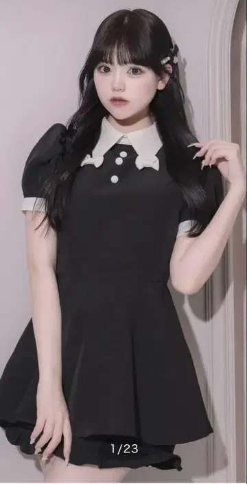 pium 리본 컬러 셋업 블랙
