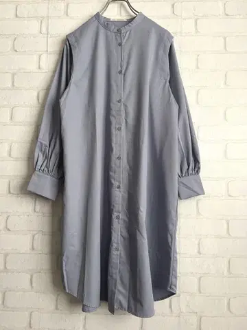 쇼콜라피네 로브 밴드 카라 긴팔 셔츠 원피스 라벤더