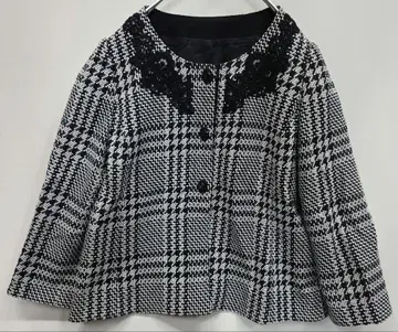 ROCHAS 새상품급 테일러드 자켓 체크 무늬 레이스 y24