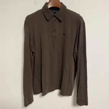 HUGO BOSS 휴고보스 브라운 긴팔 피케 셔츠 M