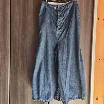 ZUCCa 데님 블루 와이드 레그 팬츠 버튼 플라이