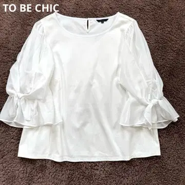 미사용급 TO BE CHIC 티셔츠 블라우스 시어 소매 리본 루즈핏