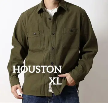 HOUSTON 올리브색 긴팔 플란넬 셔츠 xl 사이즈