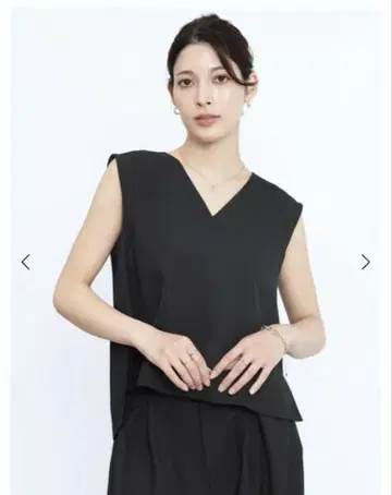 FENNEL 린넨라이크 V넥 블라우스 동일 원단 벨트 와이드 팬츠 블랙