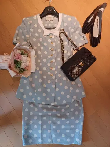 블루 도트 마사코님풍 투피스 리본 포함