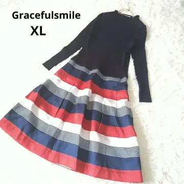 Gracefulsmile XL 니트 도킹 플레어 보더 원피스