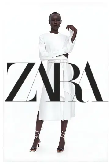 ZARA 화이트 밴드 카라 원피스 긴팔 벨트 포함