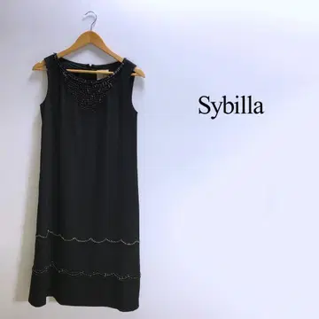 2375 Sybilla 시빌라 비즈 자수 롱 원피스 슬리브리스 블랙