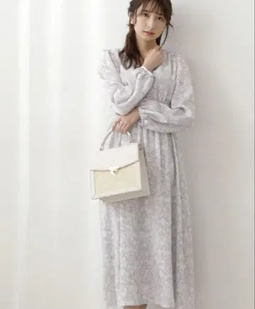 플라워 프린트 프론트 버튼 원피스