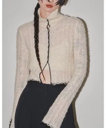 TODAYFUL Mesh Jacquard Knitshirts 아이보리