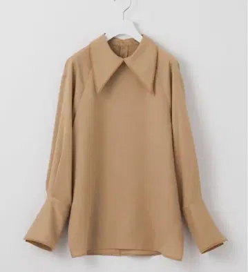EM 배색 옷깃 롱 커프스 블라우스 긴팔 베이지 UNITED ARROWS