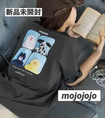 새상품 mojojojo 반팔 T셔츠 차콜 그레이 모조죠죠 고양이