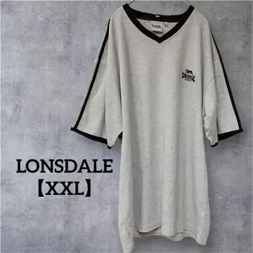 LONSDALE 론스데일 [ XXL ] 그레이 V넥 반팔 티셔츠