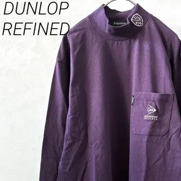 DUNLOP T셔츠 긴팔 모크넥 보더 포켓 로고 자수 빅