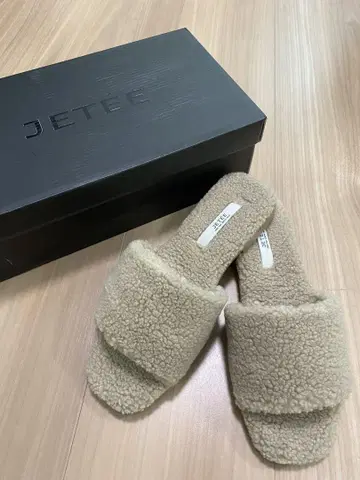 야마다야 JETEE 베이지 퍼 슬라이드 샌들 스콧 클럽