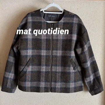 mat quotidien 체크 무늬 울 블루종