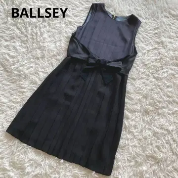 BALLSEY 절개 원피스 슬리브리스 플리츠 블랙 38 실크