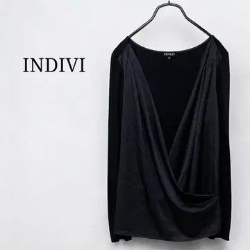 INDIVI 인디비 카슈쿨 블라우스 티셔츠 블랙 스트레치