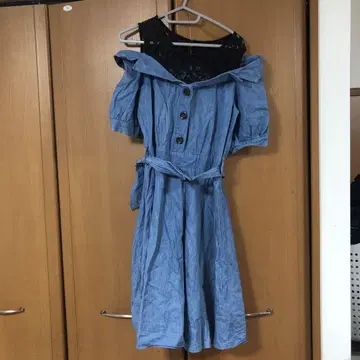 데님 블루 오프숄더 원피스