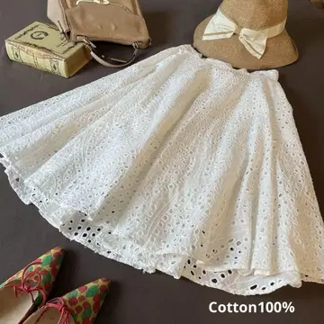 풍성한 플레어 코튼 레이스 면 100% 플레어 스커트