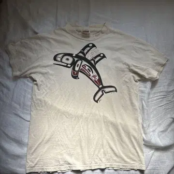 Hanes Beefy-T 물고기 디자인 티셔츠 L 사이즈