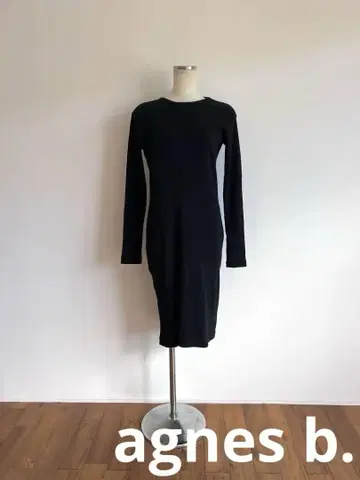 에네스베/원피스/긴팔/코튼/리브 니트/2/블랙/스트레치