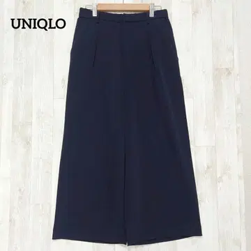 유니클로 와이드 팬츠 앵클 기장 드레이프 (M) 네이비 깔끔한 오피스