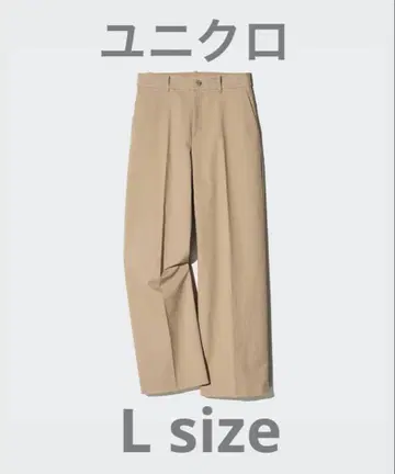 유니클로 와이드 치노 팬츠 베이지 L