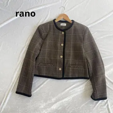 새상품급 rano 라노 골드 버튼 체크 자켓 브라운 한국