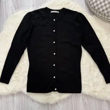 PrimaScherrer 플리마켓 셰렐 가디건 프릴 펄 블랙 S