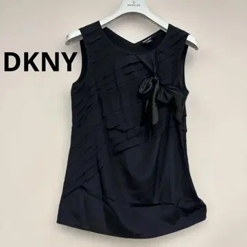DKNY 블랙 실크 슬리브리스 상의 사이즈 2
