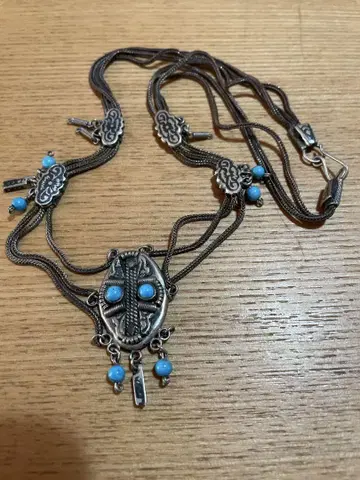 나바호족 터콰이즈 비즈 보헤미안 목걸이