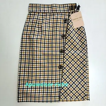 Apuweiser-riche 체크 파이핑 타이트 스커트