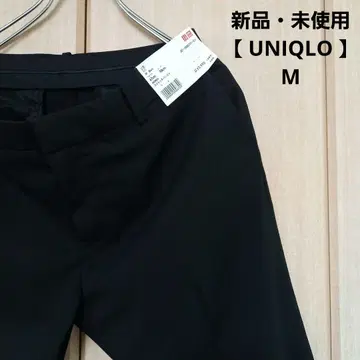[ UNIQLO ] 스트레치 팬츠 스트레이트 센터 플리츠 블랙/M