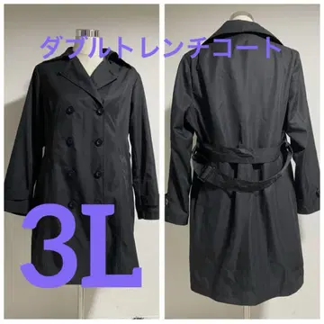 빅 사이즈 3L 블랙 더블 트렌치코트 시마무라 아베일