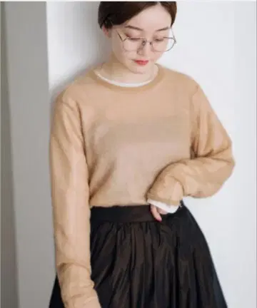 IENA SESIA 모헤어 나일론 시어 풀오버 베이지