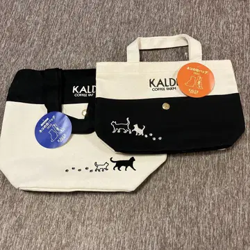 KALDI 고양이 토트백 화이트 블랙