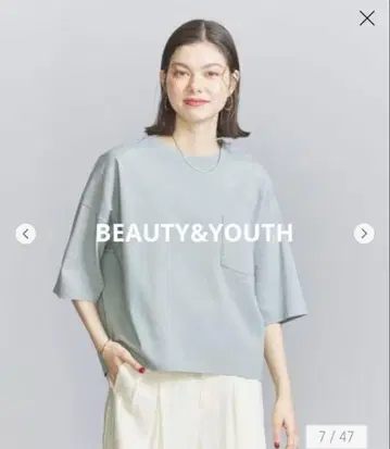 BEAUTY&YOUTH 돌먼 슬리브 포켓T셔츠 라이트 블루