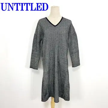 언타이틀 무릎 기장 니트 원피스 블랙 화이트 울 나일론 2 C4304