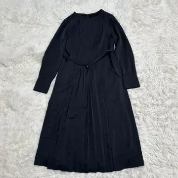 PLST 플라스테 조젯 플리츠 원피스 롱 원피스 블랙