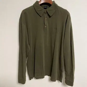 HUGO BOSS 휴고보스 올리브 긴팔 피케 셔츠 버튼 포함 XXL